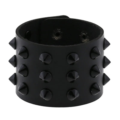 Adjustable PU Leather Studded Punk Bracelet for Men Women - Smarsty