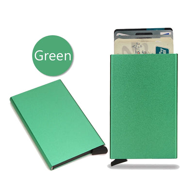Rfid Smart Wallet Card Holder Metal Thin Slim Men Women Wallets Pop Up Minimalist Wallet Small Black Purse Vallet Walets for Men - Smarsty