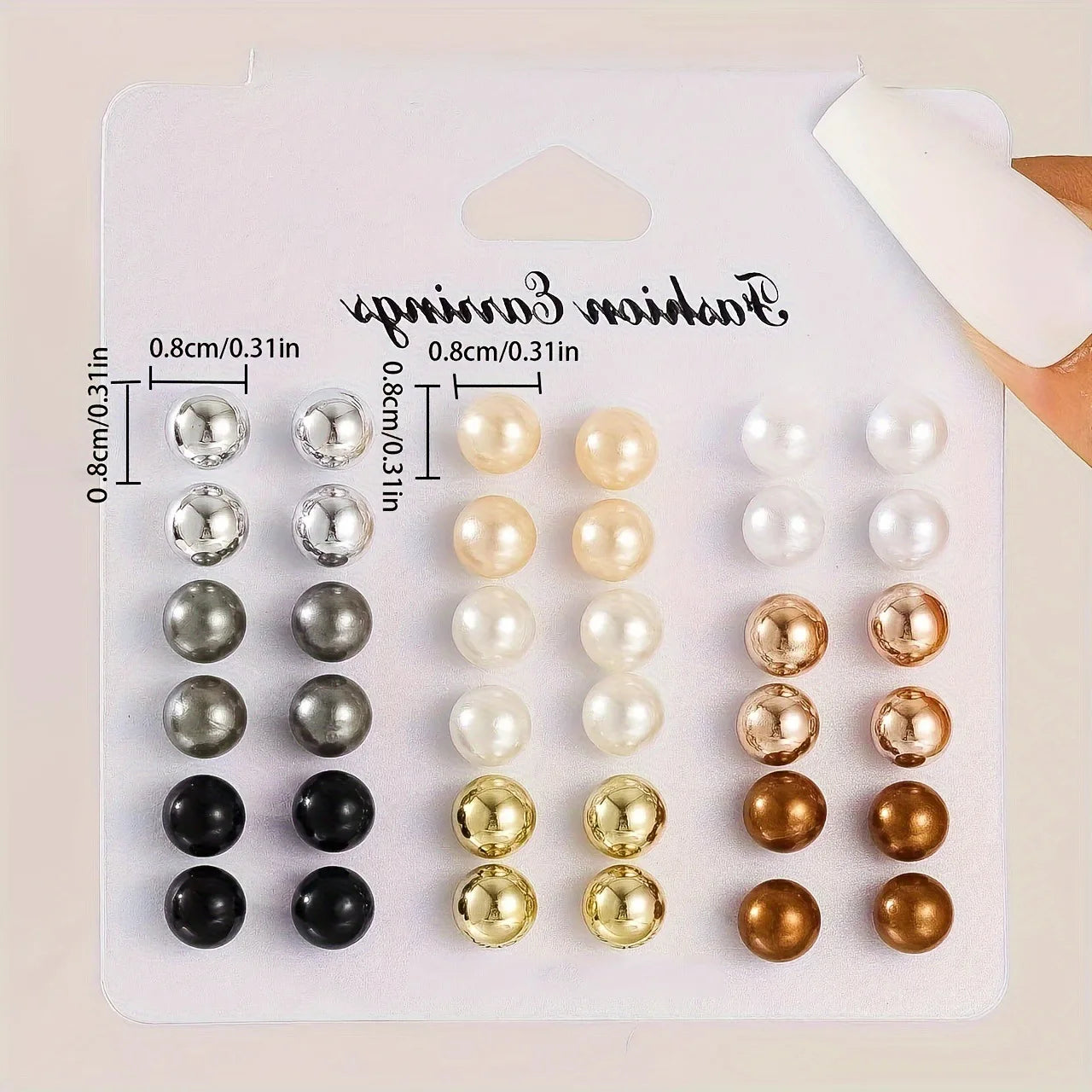 Elegant Multicolor Imitation Pearl Stud Earrings Set - Smarsty