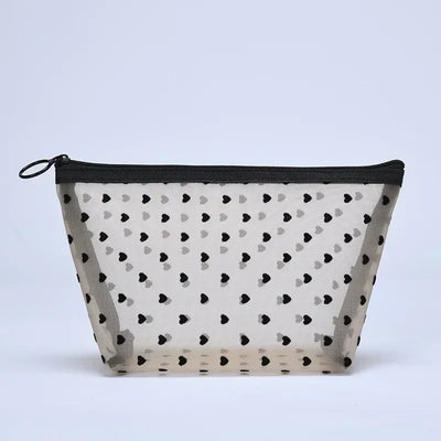 Heart Shaped Nylon Mesh Cosmetic Bag Zipper Organizer - Smarsty