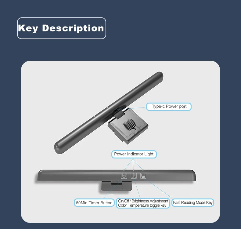 LED Computer Monitor Light Bar for Eye Protection and Dimming - Smarsty