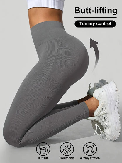 CZGUKE Women's seamless gym yoga pants high waist peach hip solid color tight fitting sports pants yoga cycling sports pants - Smarsty
