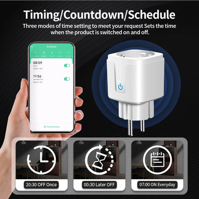 TNCE TUYA Smart Plug WiFi or Zigbee3.0 Socket EU 16A/20A Power Monitor Timing Function Voice Control Work With Alexa Google Home - Smarsty