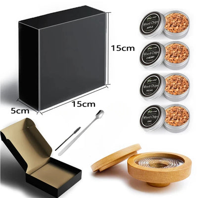 Glass Top Smoker Cocktail Smoker Kit With 4PCS Wood Chips Bartender Accessories For Whiskey Drinks Smoking Gift Kit for Men - Smarsty