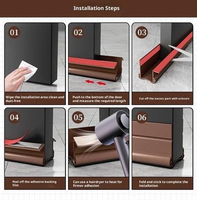 Flexible Door Bottom Sealing Strip Door Gap Soundproofing Wind and Dust Proof Weather Strip Under Door Draft Stopper Tape - Smarsty