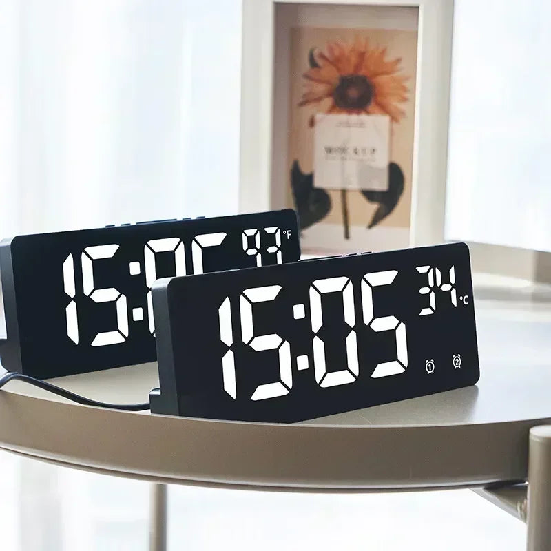 Voice Control LED Alarm Clock with Temperature Display - Smarsty