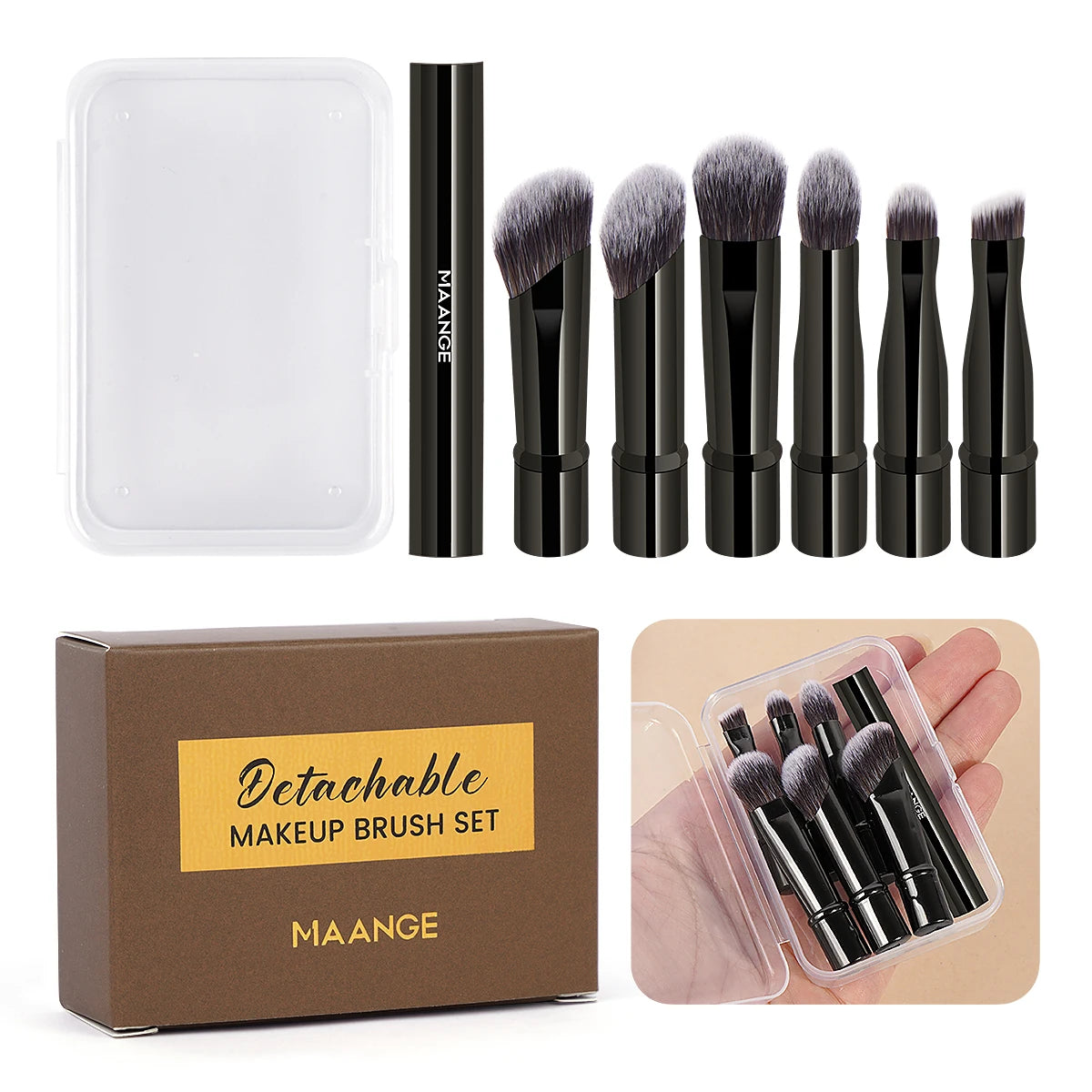 MAANGE Double Ended Makeup Brush Set for Travel and Contour - Smarsty