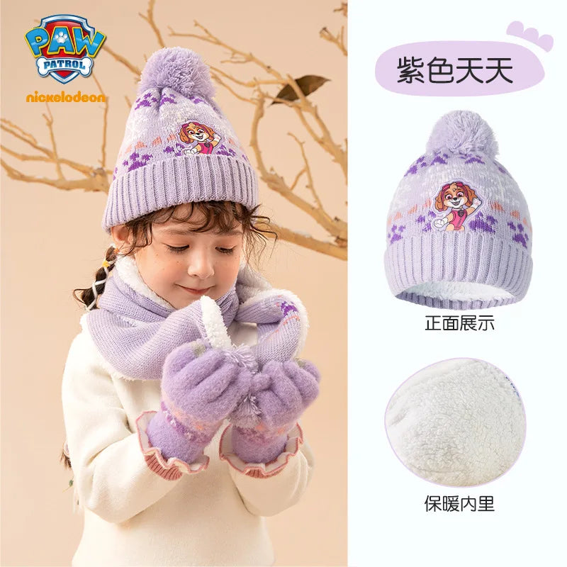 Kids Cartoon Winter Hat Scarf Set With Gloves Warmth - Smarsty