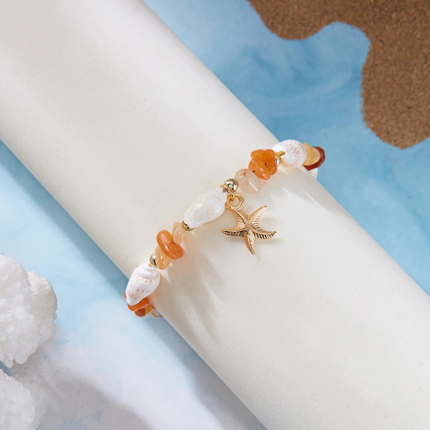 Bohemian Starfish Pendant Beaded Bracelet for Women - Smarsty