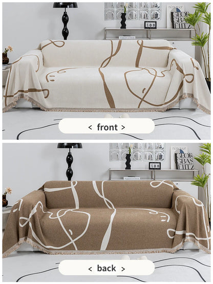 Black Chenille Sofa Cover for Dust Protection - Smarsty