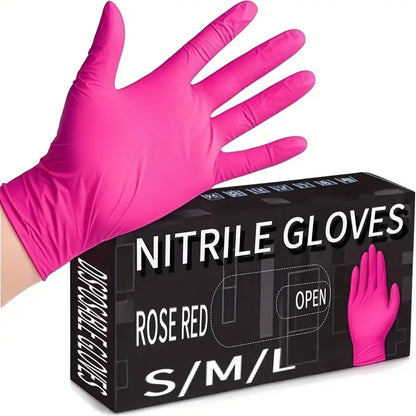 Fuchsia Nitrile Disposable Gloves 20/100PCS 3-mil Powder & Latex Free Household Cleaning Gloves for Cooking Kitchen Esthetician - Smarsty
