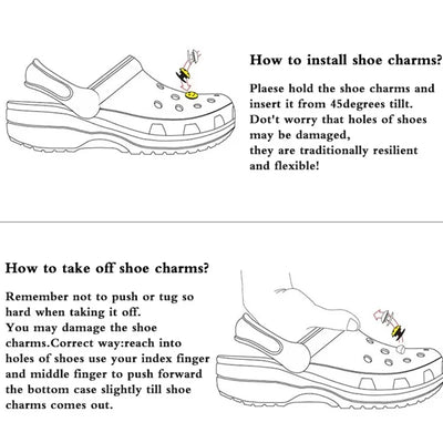 12PCS Fashion Shoe Charms Set Accessories Hole Shoe Buckle Transparent Butterfly Bear Crystal Heart DIY 3D Shoes Decorations - Smarsty