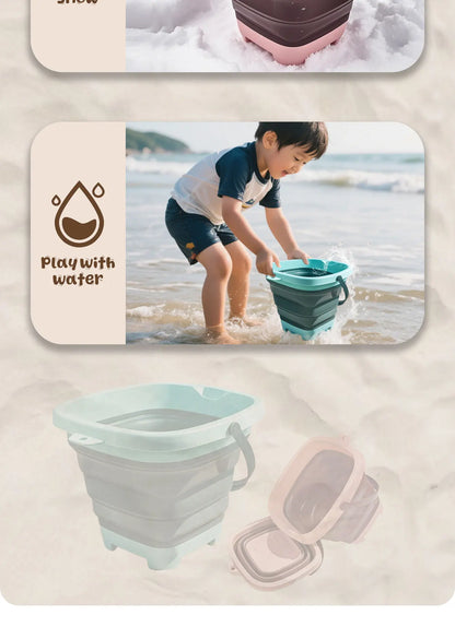 Children's collapsible bucket multi-functional small bucket seaside toys play sand portable play water catch the sea