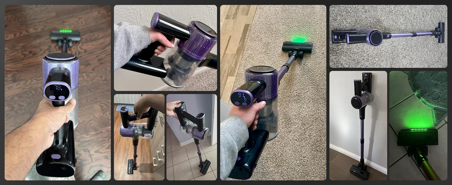 Cordless Vacuum Cleaner, 55Kpa/500W/45min 10 in 1 Powerful Stick Lightweight Vacuum Cleaner for Home Pet Hair/Hard Floor/Carpet - Smarsty