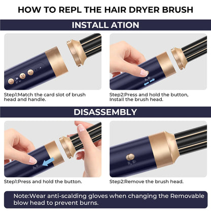 High Speed 7 In 1 Hair Dryer Brush with Diffuser - Smarsty