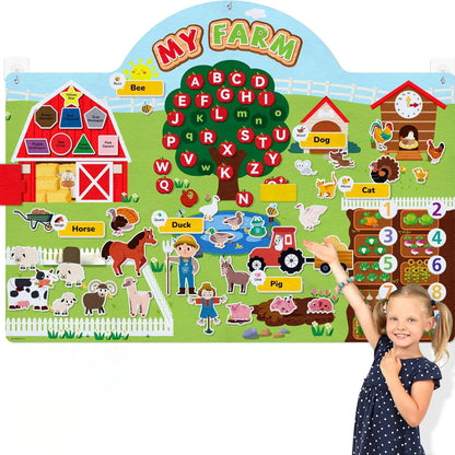 Farm Animals Felt Story Board Set Storytelling Early Learning Interactive Play Kit Wall Hanging Puzzle Toys for Toddlers Gifts - Smarsty