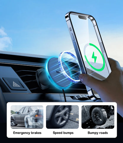Magnetic Wireless Car Charger Holder 15W Fast Charging - Smarsty