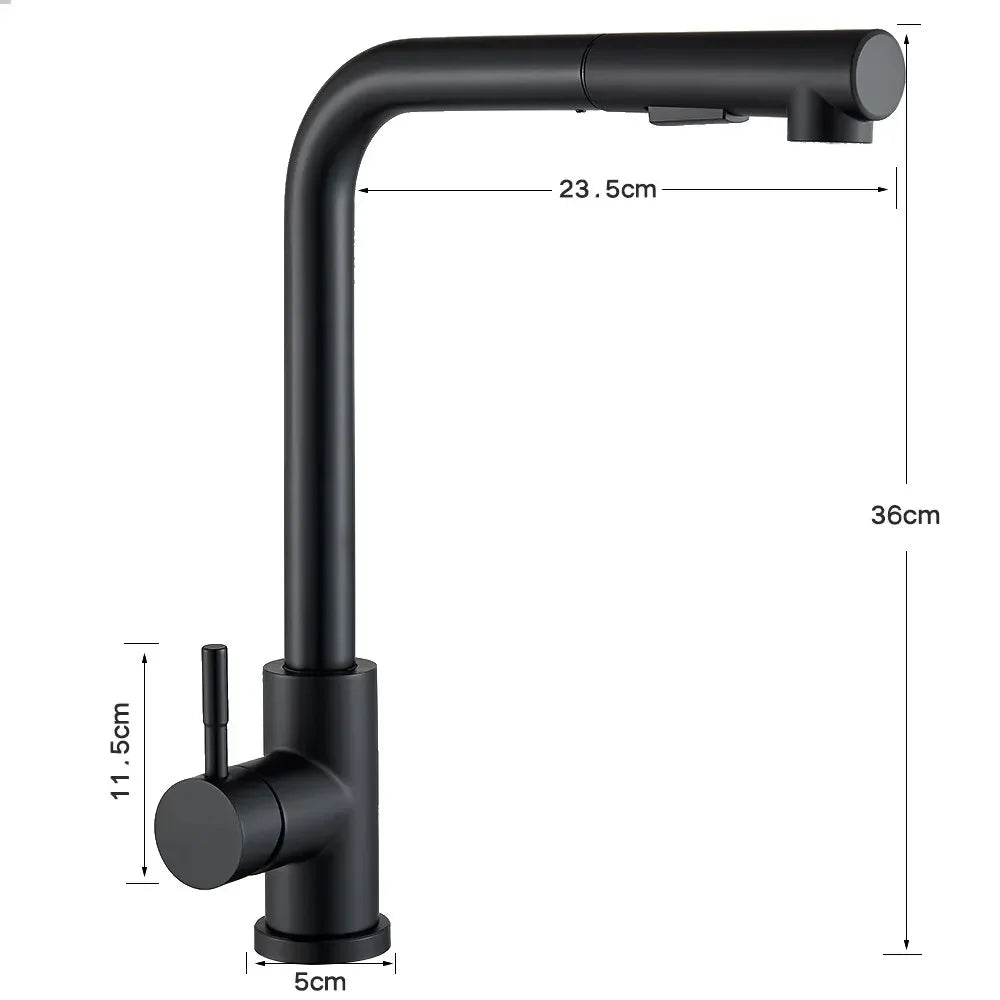 Black Stainless Steel Pull Out Kitchen Faucet with Free Shipping - Smarsty