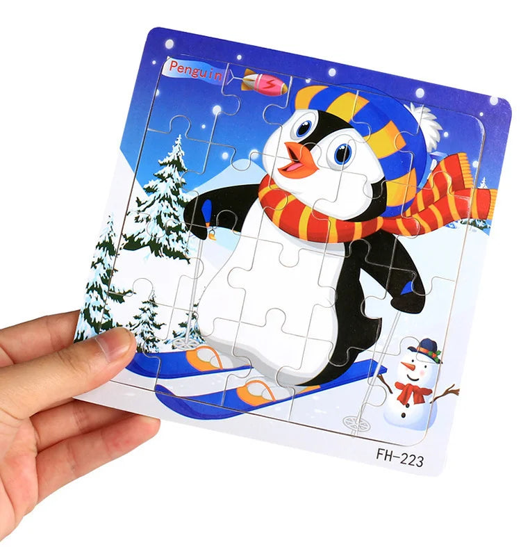 New 20 Piece Wooden 3d Puzzle Cartoon Animal Vehicle Jigsaw Puzzle Montessori Educational Toys For Kids Baby 1 2 3 Years by Smarsty