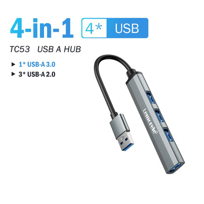 4 Port USB 3.0 Hub Docking Adapter For Laptops And Tablets