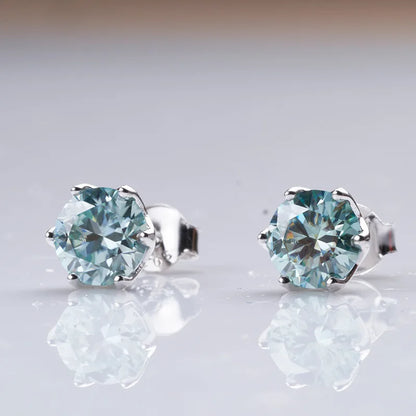 1 CT D Color Moissanite Stud Earrings Sparkling 925 Silver - Smarsty