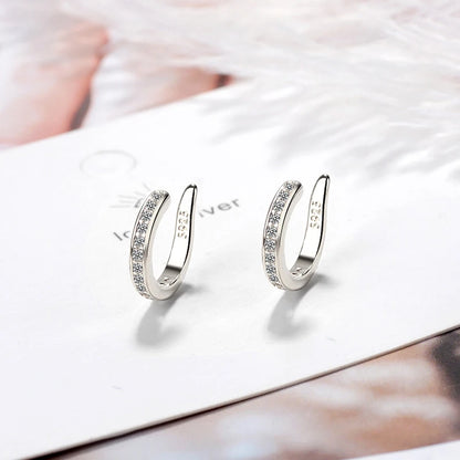 Sterling Silver Zircon No Piercing Clip Earrings Comfortable - Smarsty