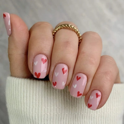 24 Piece Short Square Fake Nails with Colorful French Design - Smarsty