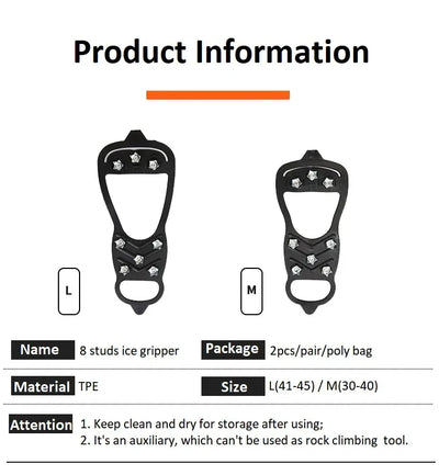 8 Teeth Ice Gripper Spike for Shoes Winter Outdoor Anti-Slip Hiking Mountain Climbing Ice Snow Crampons Anti-slip Shoe Covers - Smarsty