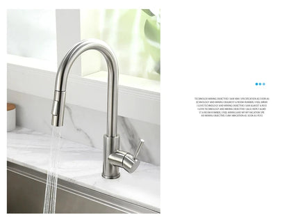 Stainless Steel Pull-Out Kitchen Faucet with Hot and Cold Water - Smarsty