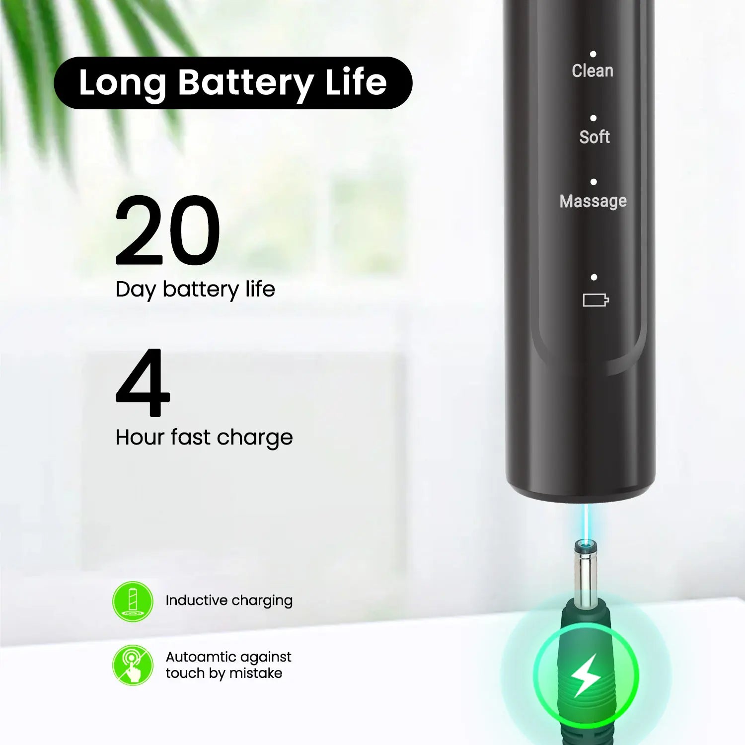 Fairywill Electric Toothbrush T2233Powerful Rotation Cleaning 4 Replacement Heads Rechargeable Sonic Toothbrush for Adults - Smarsty