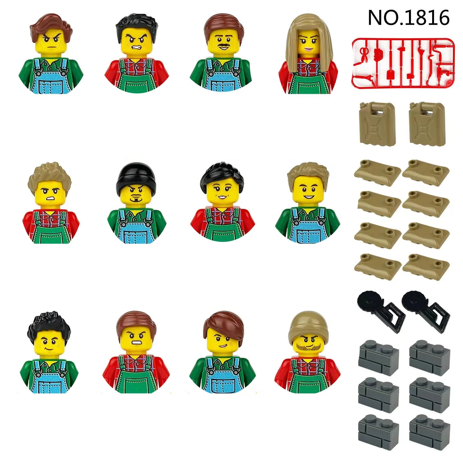 building blocks action doll mini city figures toys girls soldiers policeman robot worker fireman farmer cook movie characters