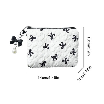 Bow Canvas Makeup Bag Large Capacity Travel Organizer - Smarsty