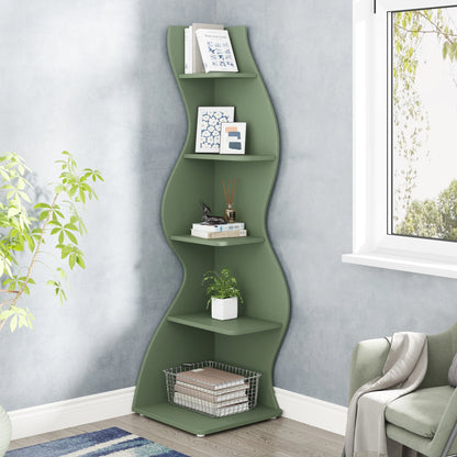 Tribesigns Corner Shelf, Modern 5-Tier Wall Corner Bookshelf, Stylish Corner Small Bookcase Storage Rack Plant Stand