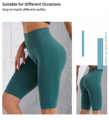 High Waist Sports Biker Shorts Women Naked Feeling Workout Push Up Leggings Tummy Control Yoga Running Fitness Gym Slim Pants - Smarsty