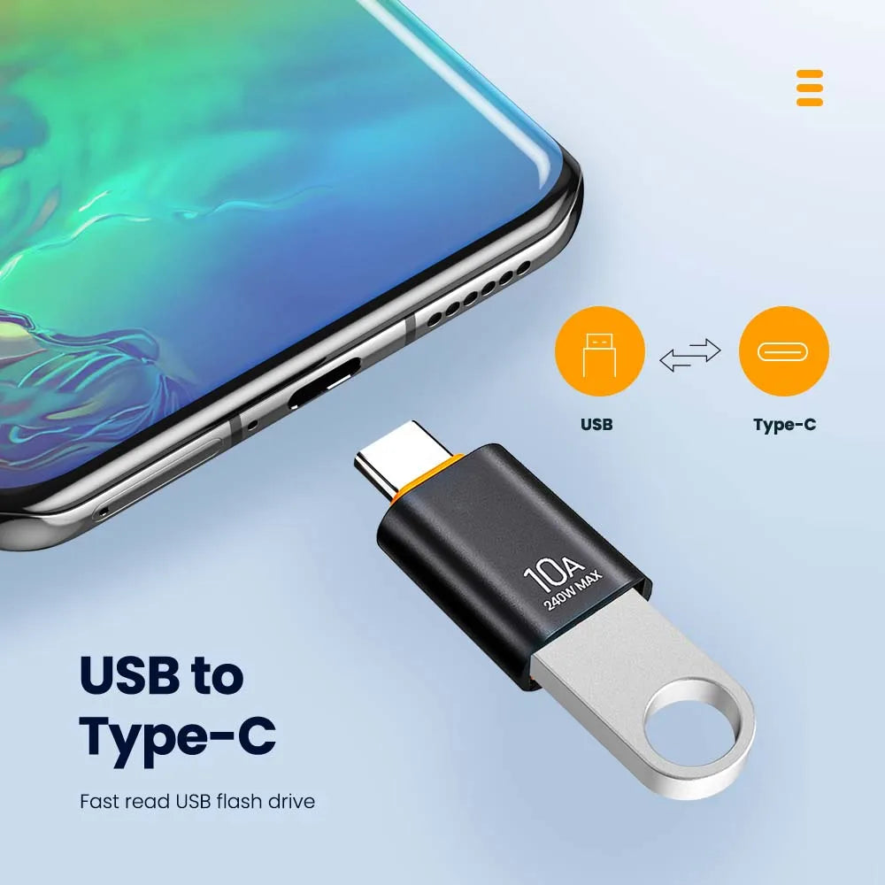 10A OTG USB 3.0 To Type C Adapter USB Female To Type c Male Fast Charging adadpter OTG USB C For Xiaomi Samsung Laptop PC - Smarsty