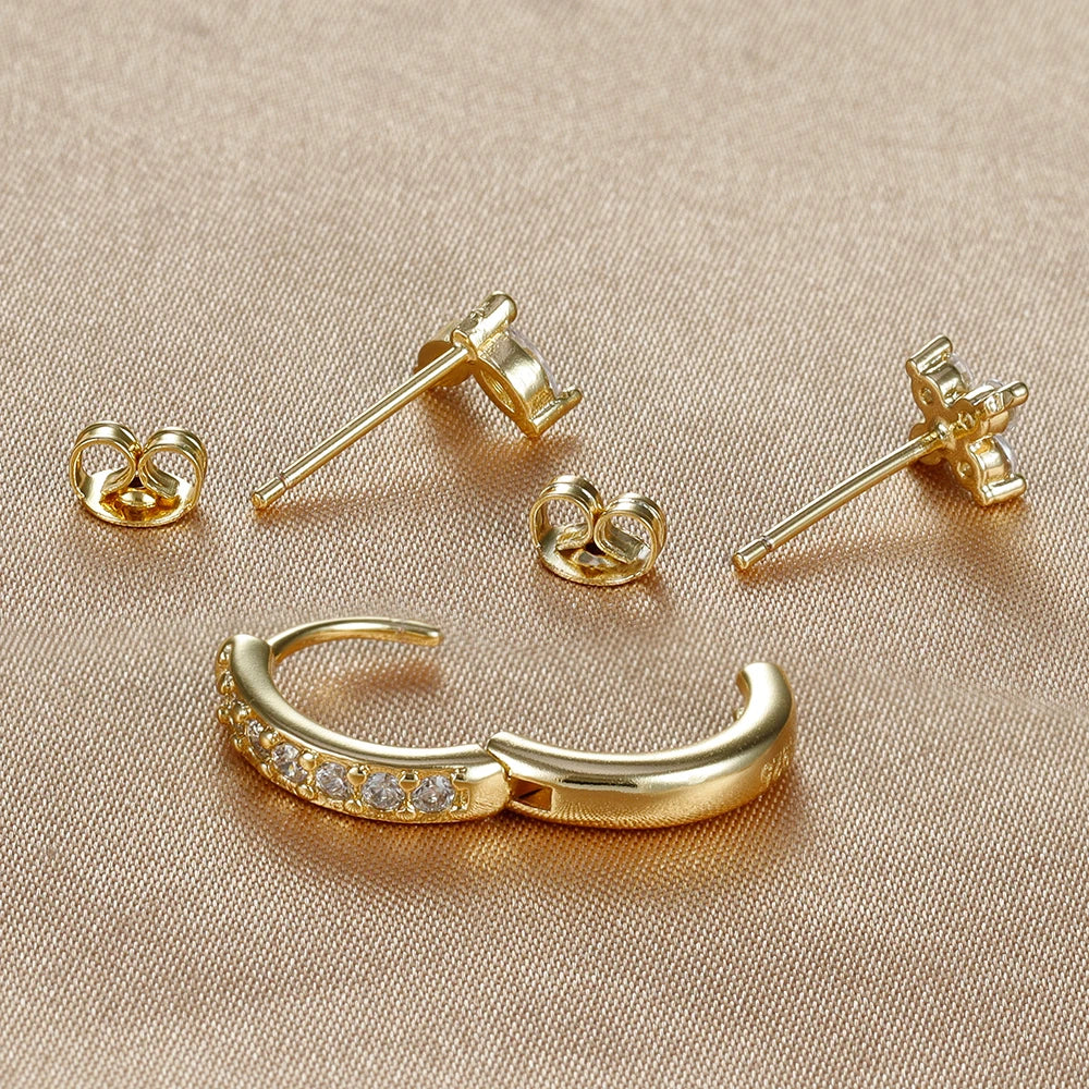 Gold Color Stainless Steel Hoop Earrings Set for Women - Smarsty