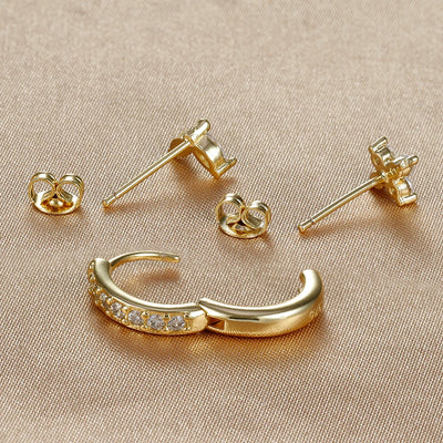 Gold Color Stainless Steel Hoop Earrings Set for Women - Smarsty