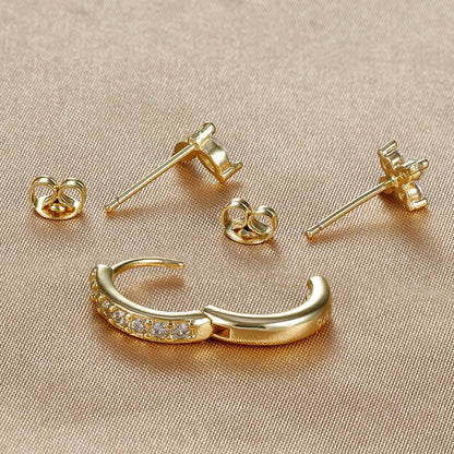 Gold Color Stainless Steel Hoop Earrings Set for Women - Smarsty