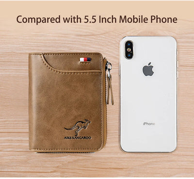 Mens Wallet Leather Business Card Holder Zipper Purse Luxury Wallets for Men RFID Protection Purses Carteira Masculina Luxury - Smarsty