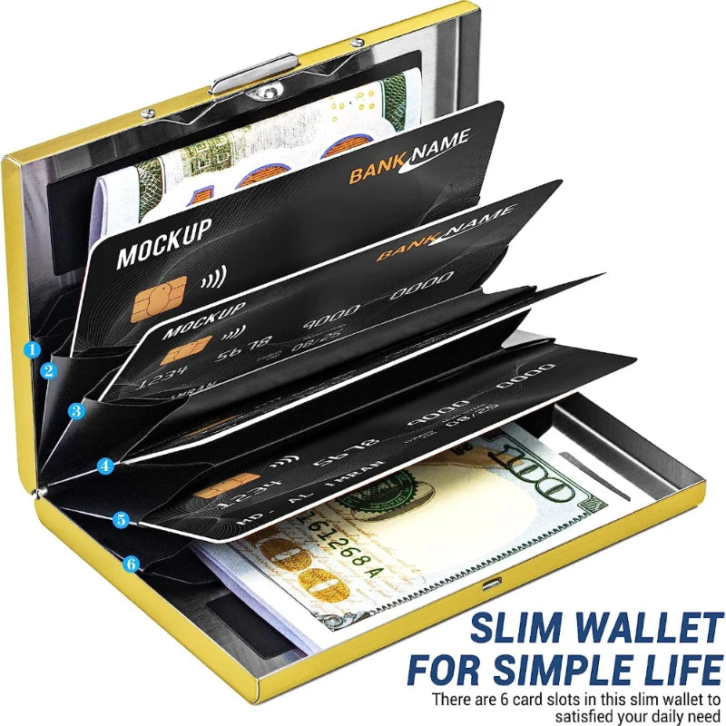 Anti-Scan ANTI RFID Blocking 6 Cards Aluminum Metal ID Bank Credit Card Holder Slim Wallet Case Business Card Protection Holder