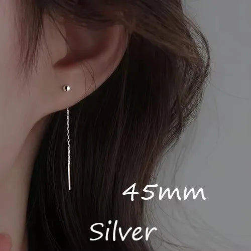 Silver Geometric Dangle Earrings for Women Stylish Drop Design - Smarsty