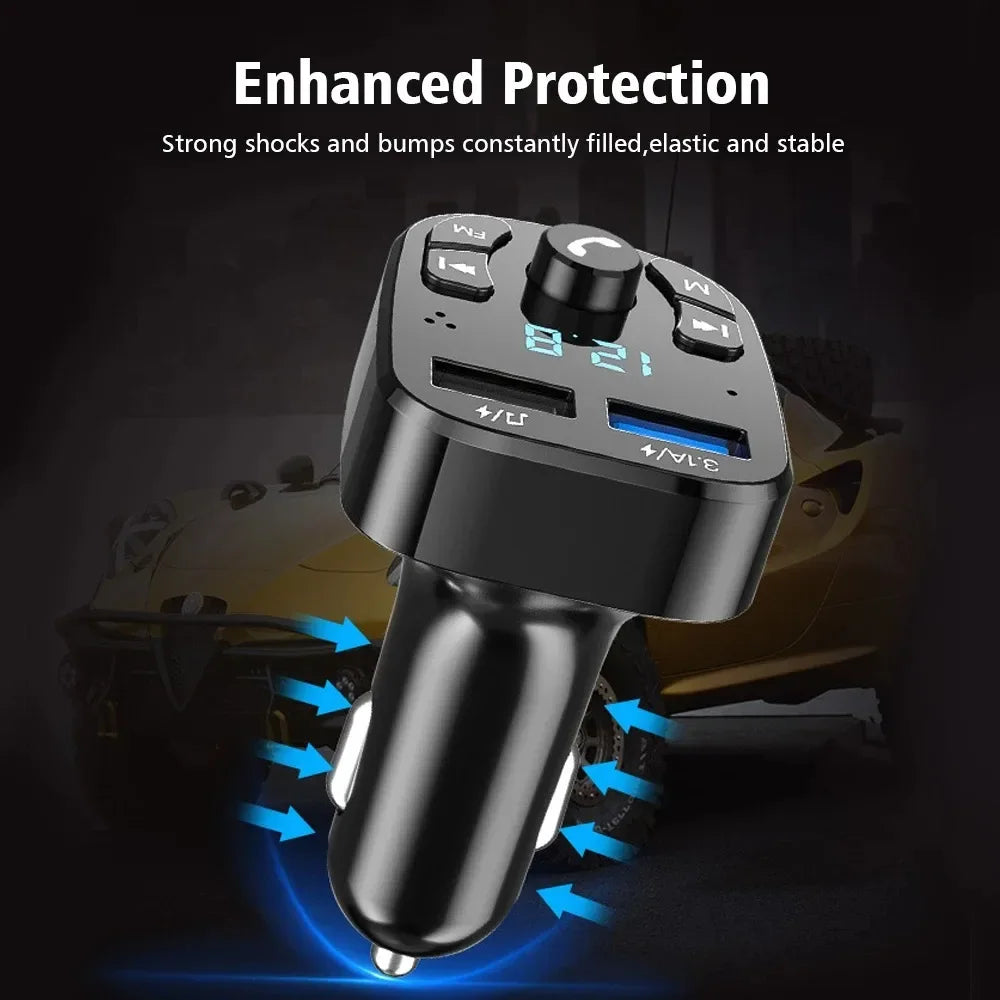 Car Bluetooth FM Transmitter Dual USB Fast Charger - Smarsty