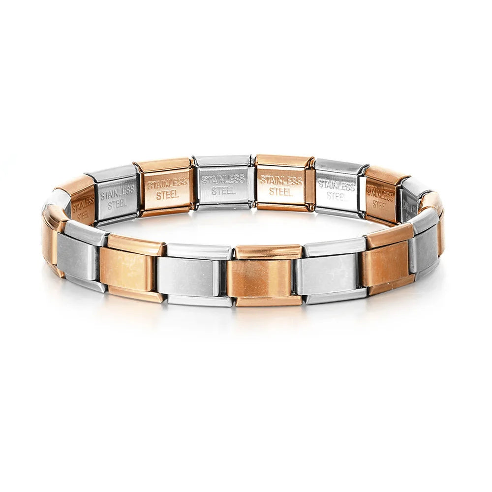 Gemosa Italian Stainless Steel Charm Bracelet Elastic Link Chain - Smarsty