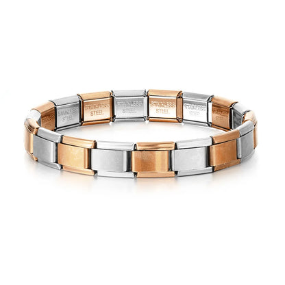 Gemosa Italian Stainless Steel Charm Bracelet Elastic Link Chain - Smarsty
