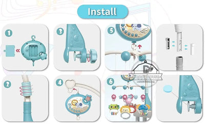 Musical Baby Crib Mobile with Lights Music Projection for Infants 0-6 Months Remote Control Crib Toys for Newborn Baby Mobile by Smarsty