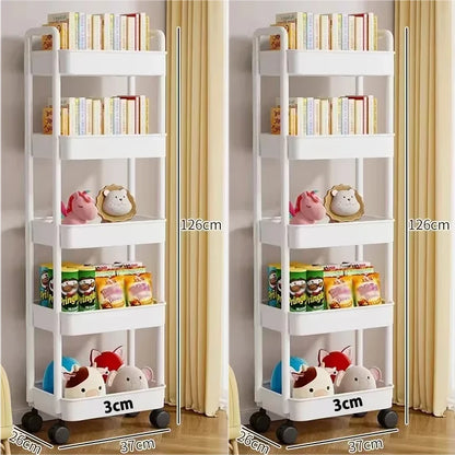 Bookshelf Storage Trolley Mobile Kitchen Organizer Cart With Wheels Multi-Layer Bathroom Shelves Household Snacks Storage Rack by Smarsty