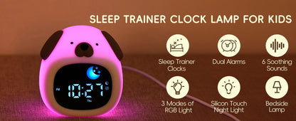 Puppy-Shaped Kids Alarm Clock with Night Light - Smarsty