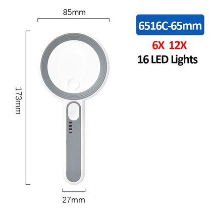 Rechargeable Handheld Magnifier with LED Light for Easy Reading - Smarsty
