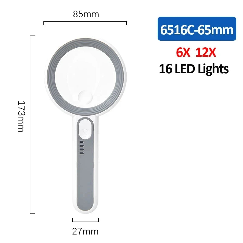Rechargeable Handheld Magnifier with LED Light for Easy Reading - Smarsty