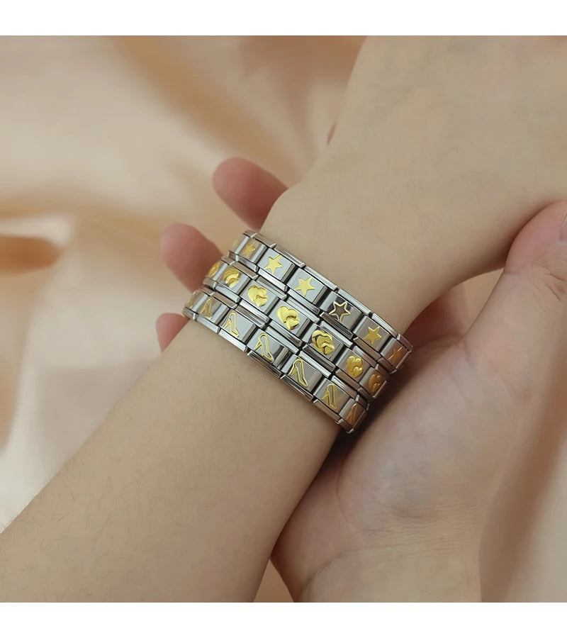 Womens Stainless Steel Charm Bracelet Elastic Fashion Bangle - Smarsty
